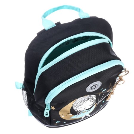 School backpack, 38 x 28 x 18 cm, Grizzly, ergonomic back, + keychain, black-10