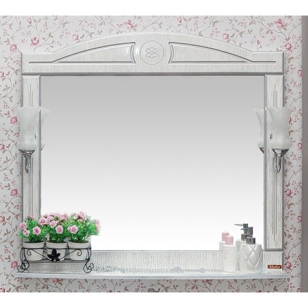 Sanflor mirror "Adele 100", white color/patina silver