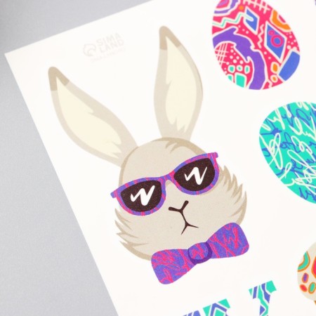 Tattoo on the body color "Rabbit with glasses" 10x10 cm-2
