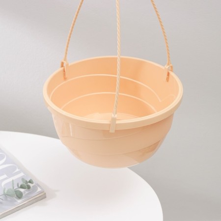 Street Kashpo with a basal watering "Malva" 4.7 l, cream color, suspension as a gift-4