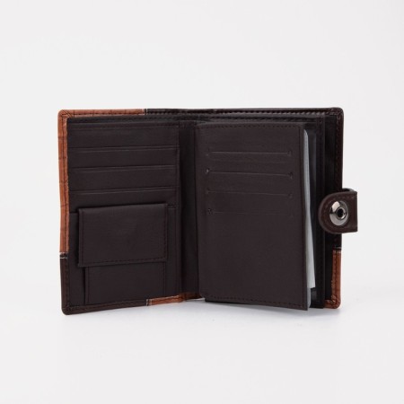 Male purse on the button, 3 in 1, for auto documents, passports, bills, pockets for cards, for coins, brown color-2
