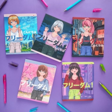 Notebook of 48 sheets in the Anime cage. Freedom, covered Cardboard, matte lamination, mix-8