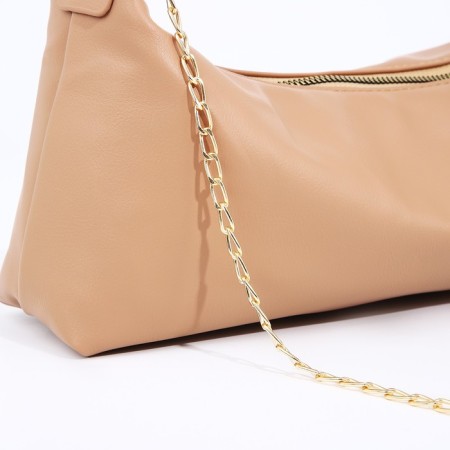 Baget bag with zipper, beige color-4