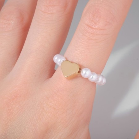 Ring "heart", white color with gold-1