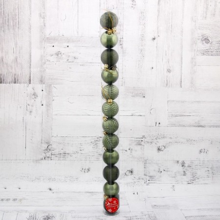 Set of balls plastic D-5 cm, 12 pcs "New Year's branches" green-1