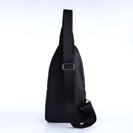 Male sling bag, artificial leather, black color-3