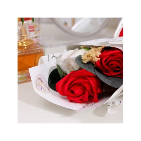 A premium bouquet of red-white soap roses, 3 pcs-5