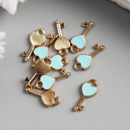 Decor for creativity metal, enamel "Key with heart" gold 1.6x0.7 cm-1