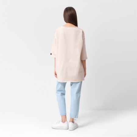 Women's T-shirt MIST BASE, S-M size, beige color-3