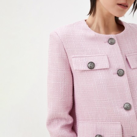 Women's tweed jacket mist r.48, pink-2