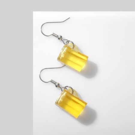 Earrings "beer", yellow-white color in silver-2