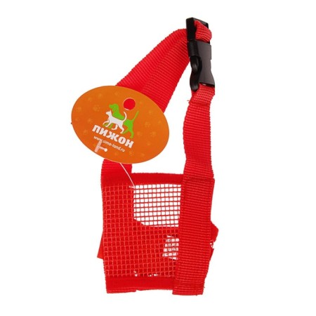 Muzzle mesh with double fixation, size m (length on a nose 10 cm, muzzle 20 cm), red-5
