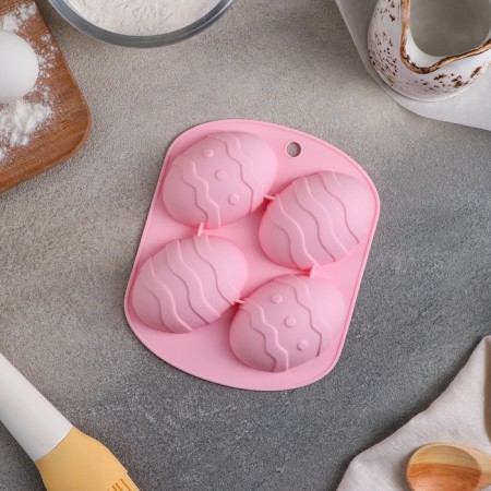 The form for baking the share "Easter. Easter egg ”, 15 × 12.6 × 2.5 cm, 4 cells, color mix-1