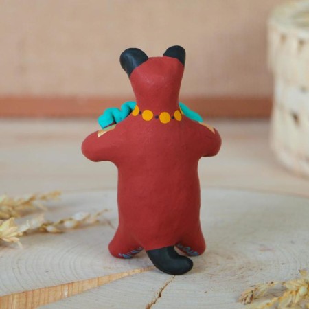 Dymkovo toy "Bear with a flower, with a rooster, with harmony", 11 cm, mix-3