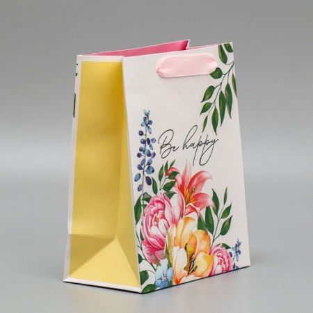 Gift laminated double -sided, packaging, “be happy”, MS 18 x 23 x 10 cm-1