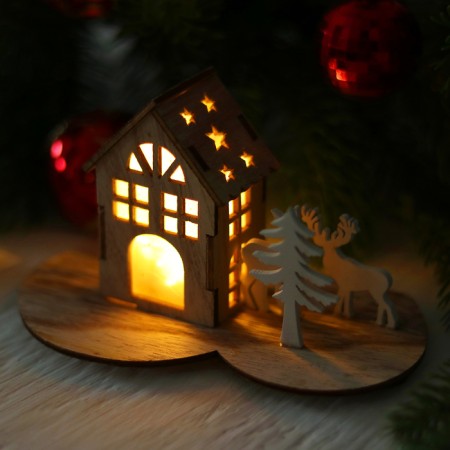 New Year's decor with backlight "Festive house" 7 × 11.5 × 8.7 cm-1