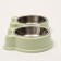 Metal dual bowl on a plastic basis 2 x 400 ml, 28 x 15.5 x 4 cm, green