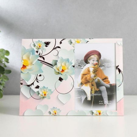 Photo frame glass 10x15 cm "Narcissus and Heart" double a convex pattern 17x22 cm