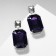 Earrings with rhinestones "Jewelry" Squares white-purple color in silver