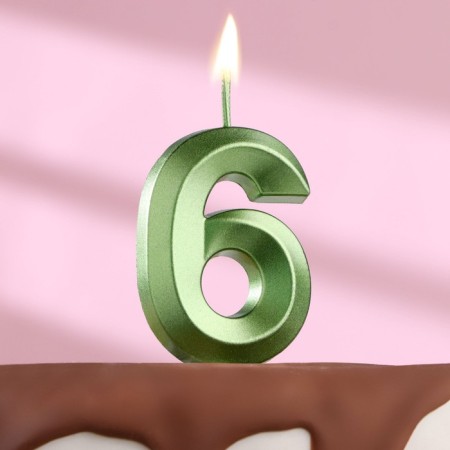 Candle in the cake on the skewer "Fine", the number "6", the emerald, 5 cm