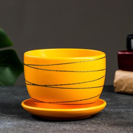 Flower pot "Magnolia" yellow, 0.5 l-1