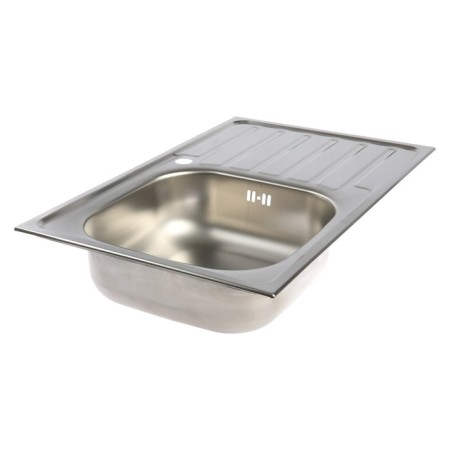 Kitchen sink "Vladiks", cut, with a siphon, 76x48 cm, left, stainless steel 0.6 mm-1