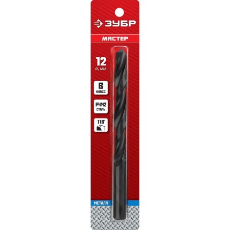 Zubr metal drill, steel p4M2, cylindrical shank, 12 x 151 mm, class in-1