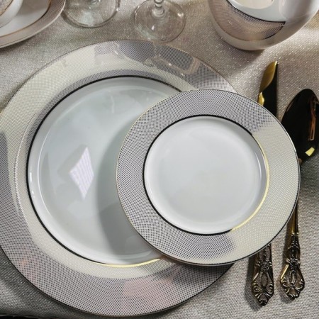 A set of plates Lenardi "Golden Symphony", bone porcelain, d = 16.5 cm, 6 pcs