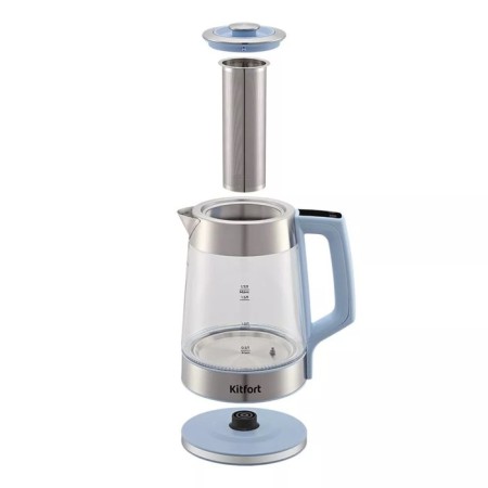Electric kettle KitFort KT-6617, glass, 1.7 l, 2200 watts, blue-5
