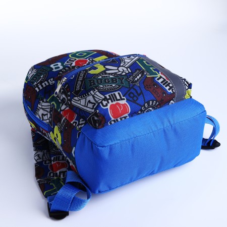 Baby backpack on lightning, external pocket, reflective strip, blue color-2