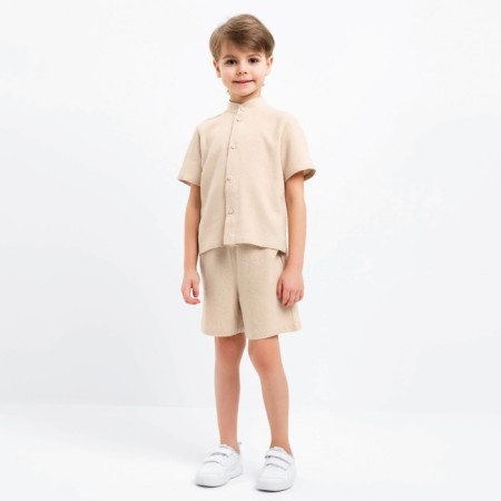 Set for a boy (shirt, shorts) minku beige color, height 122