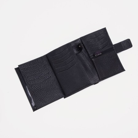 Male purse on a magnet, a department for auto documents and passports, black color-4