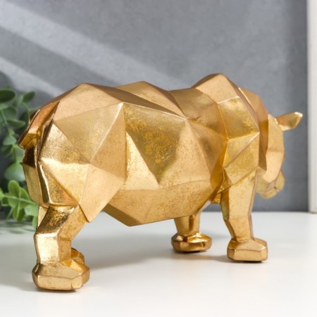 Souvenir Polystone 3D "Golden rhino" 12x8x25.1 cm-3