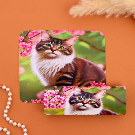 Blackmaker "Cat and Pink Flowers", 17x7 cm-3
