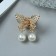 Hair crab "Milada" White beads, 2.5 cm, gold