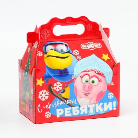New Year. Gift box New Year's casket simple "Smeshariki" license 20 x 12 x 17 cm (+5.5 cm).-2