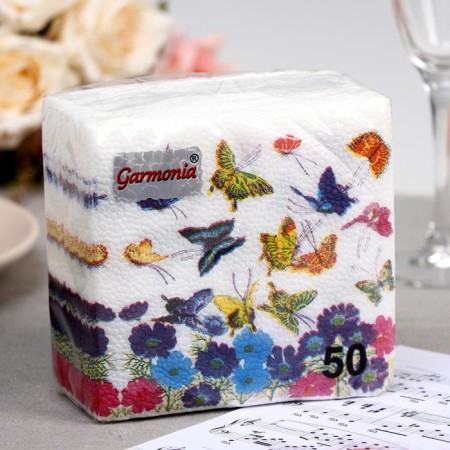 Paper napkins “Color harmony. Butterflies ", 50 pcs.