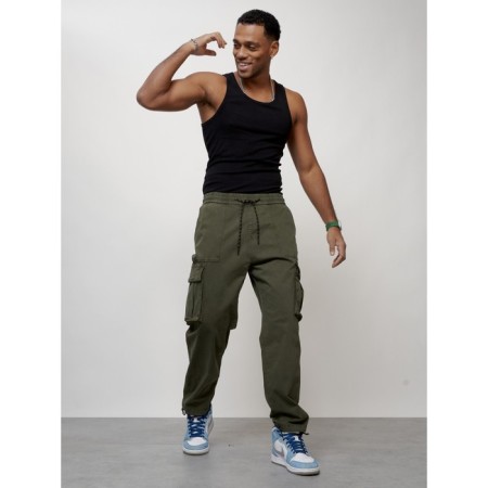 Cargo jeans men, size 44-46, khaki color-8