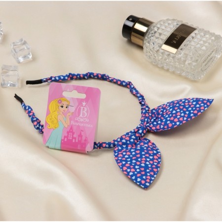 Hair cap "Funny ears" hearts, blue-1