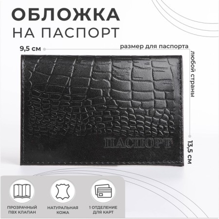 Cover for passport, black color