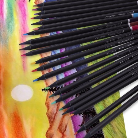 Pencils 24 colors Brauberg Black Wood, three -sided, 3 mm diameter, black tree-4