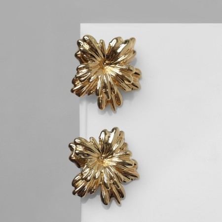 Earrings Metal "Flower" double, color gold-1