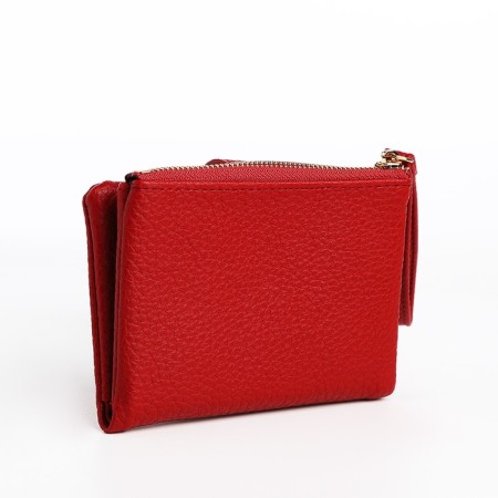 Women's wallet on the button, red color-1
