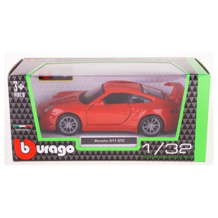 Machine BBURAGO Porsche 911 GT2, Die-Cast, 1:32, Red color-4