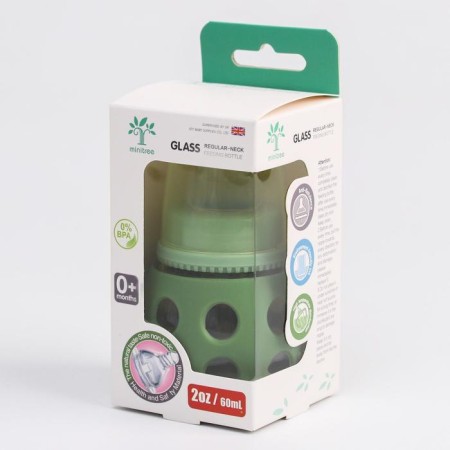 A bottle in a silicone case, glass, classic throat, +0 months, 60ml., Mix color for a boy-8