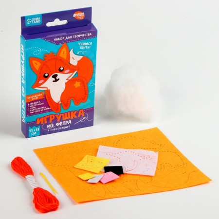 Set for creating a toy made of felt "foxes", with perforation and filler-1