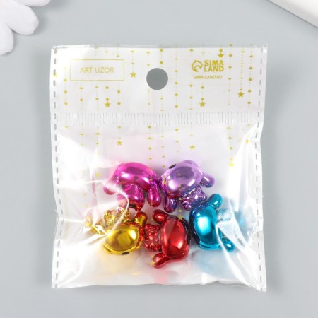 Busina for creativity plastic "Bunny glossy metallic" mix 2.1x1.6x1.3 cm-3
