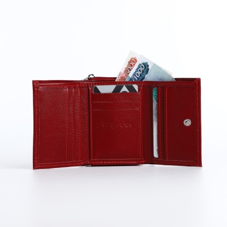 Women's wallet on the button, red color-4