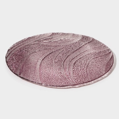 Glass dessert plate "Drachna", d = 21 cm, burgundy color-3