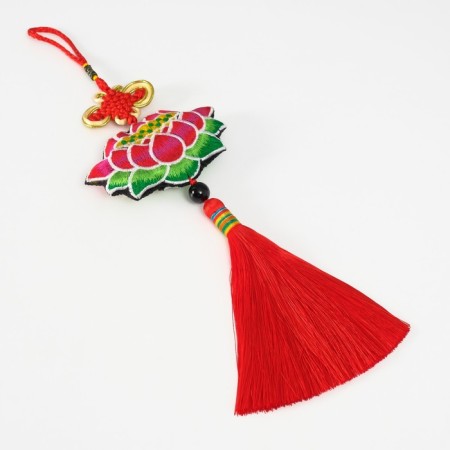 Suspension Textile "Lotus" red 2x10x29 cm-3